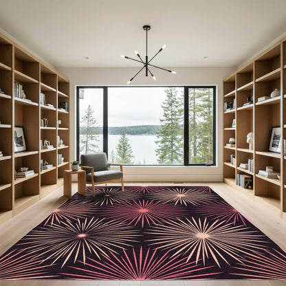 Coral Burst Rays Rug