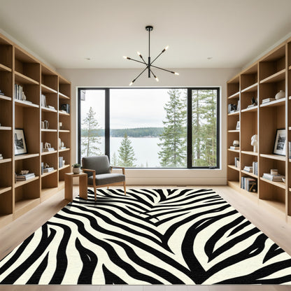 Classic Black White Zebra Stripes Rug