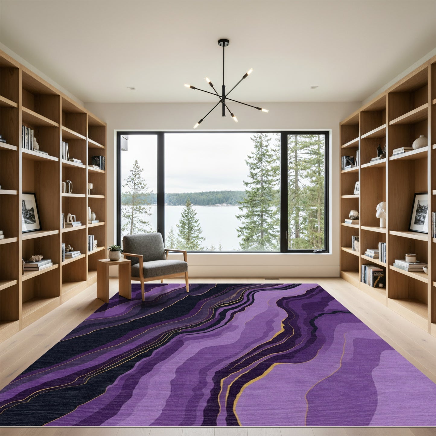 Purple Agate Swirl with Gold Accent Rug