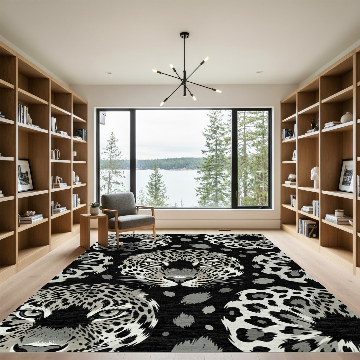 Monochromatic Leopard Spots Full Face Rug