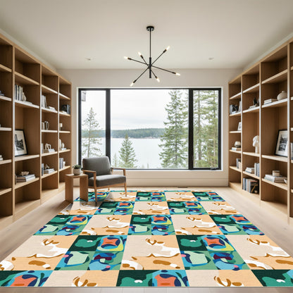 Abstract Patchwork Geo Color Block Rug