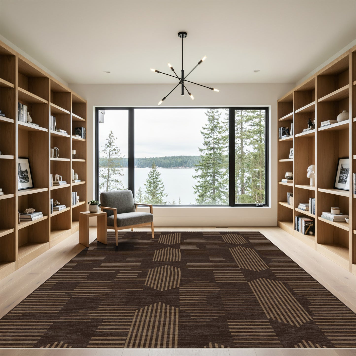 Brown Terracotta Abstract Geometric Rug