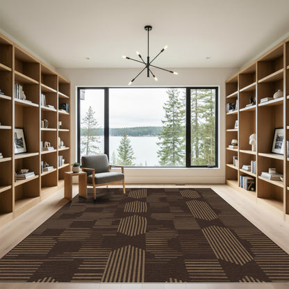 Brown Terracotta Abstract Geometric Rug