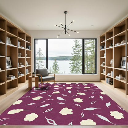 Cream Clouds Plum Background Rug
