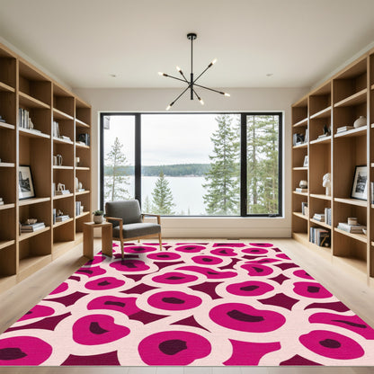 Bold Magenta Rounded Forms Rug