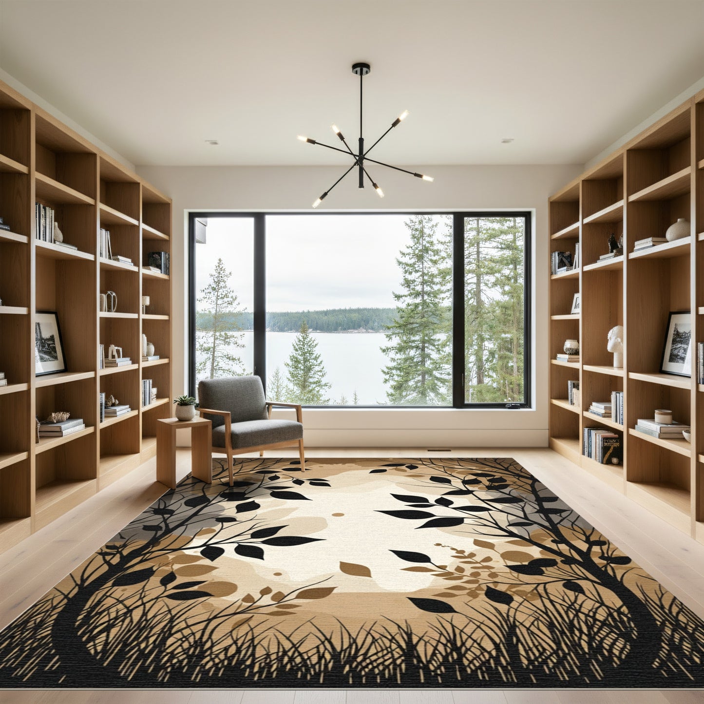 Earthy Shadowy Woodland Silhouette Rug