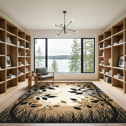 Earthy Shadowy Woodland Silhouette Rug