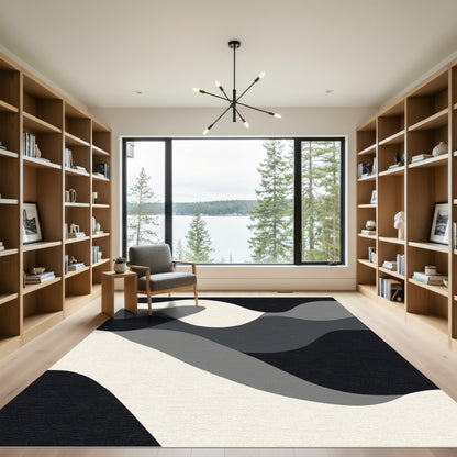 Monochromatic Abstract Flowing Landscape Rug
