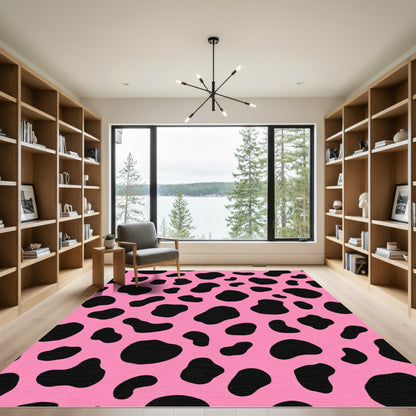 Pink and Black Spots Abstract Rug