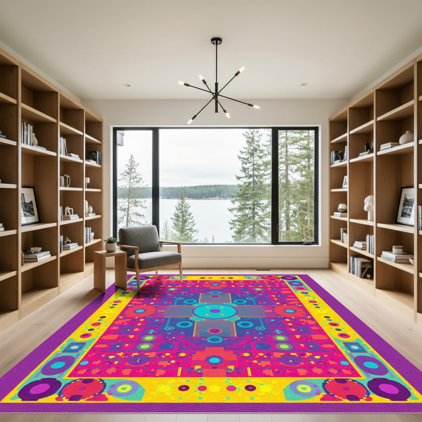 Vibrant Geometric Medallion Abstract Rug