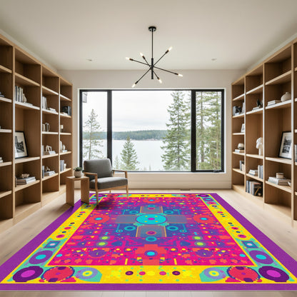 Vibrant Geometric Medallion Abstract Rug