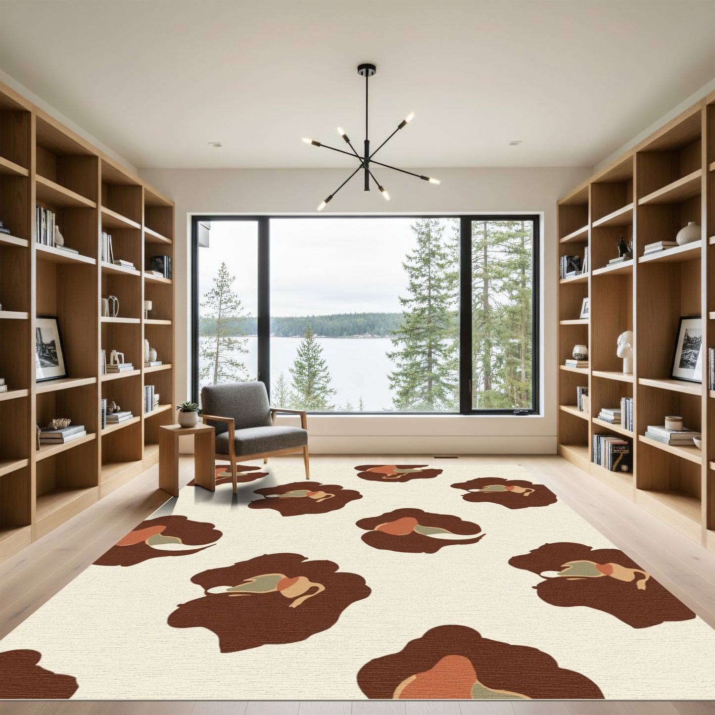Brown Abstract Floral Spots Rug