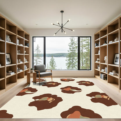 Brown Abstract Floral Spots Rug