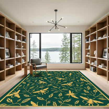 Golden Bee Emerald Garden Blanket Rug