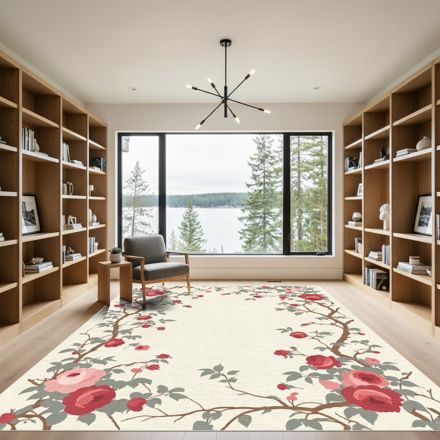 Crimson Rose Vine Garland Rug