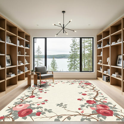 Crimson Rose Vine Garland Rug