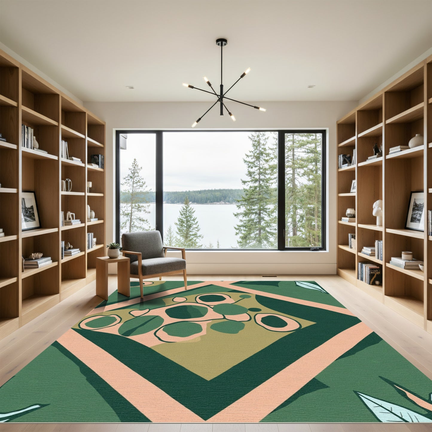 Earthy Abstract Geometric Diamond Rug