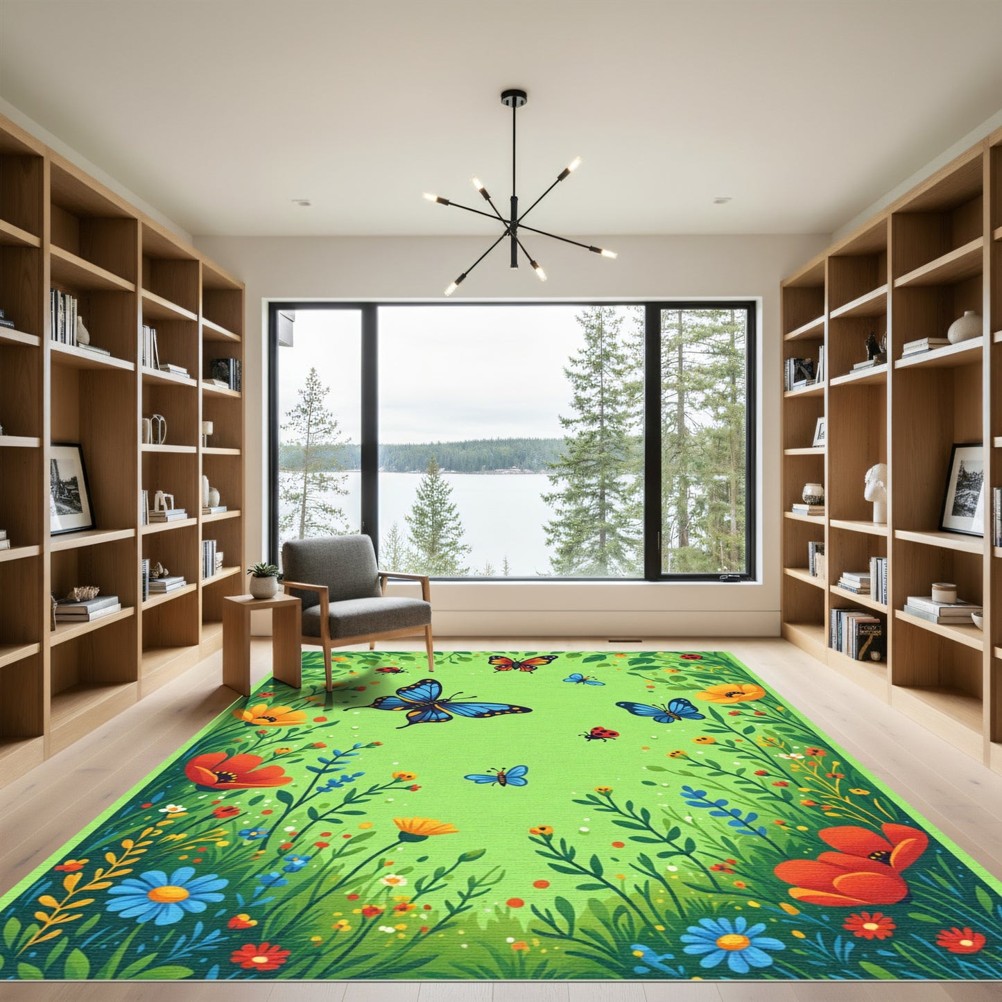 Whimsical Butterfly Garden Bloom Rug