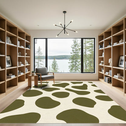 Olive Spots Cream Abstract Rug