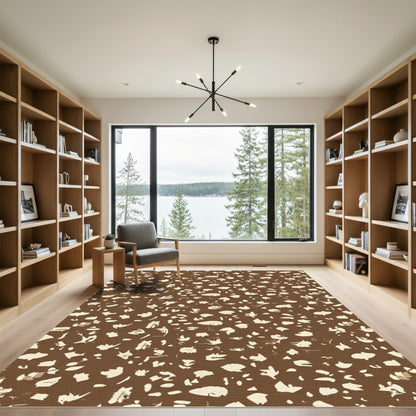 Earthy Brown Speckled Abstract Organic Rug
