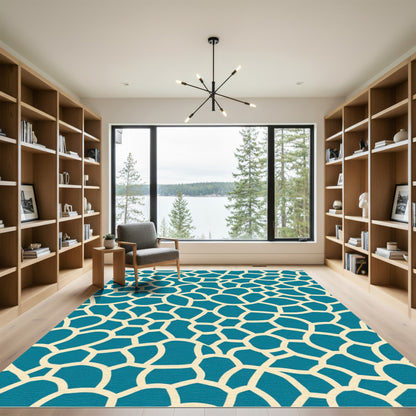 Teal Cracked Earth Organic Texture Rug