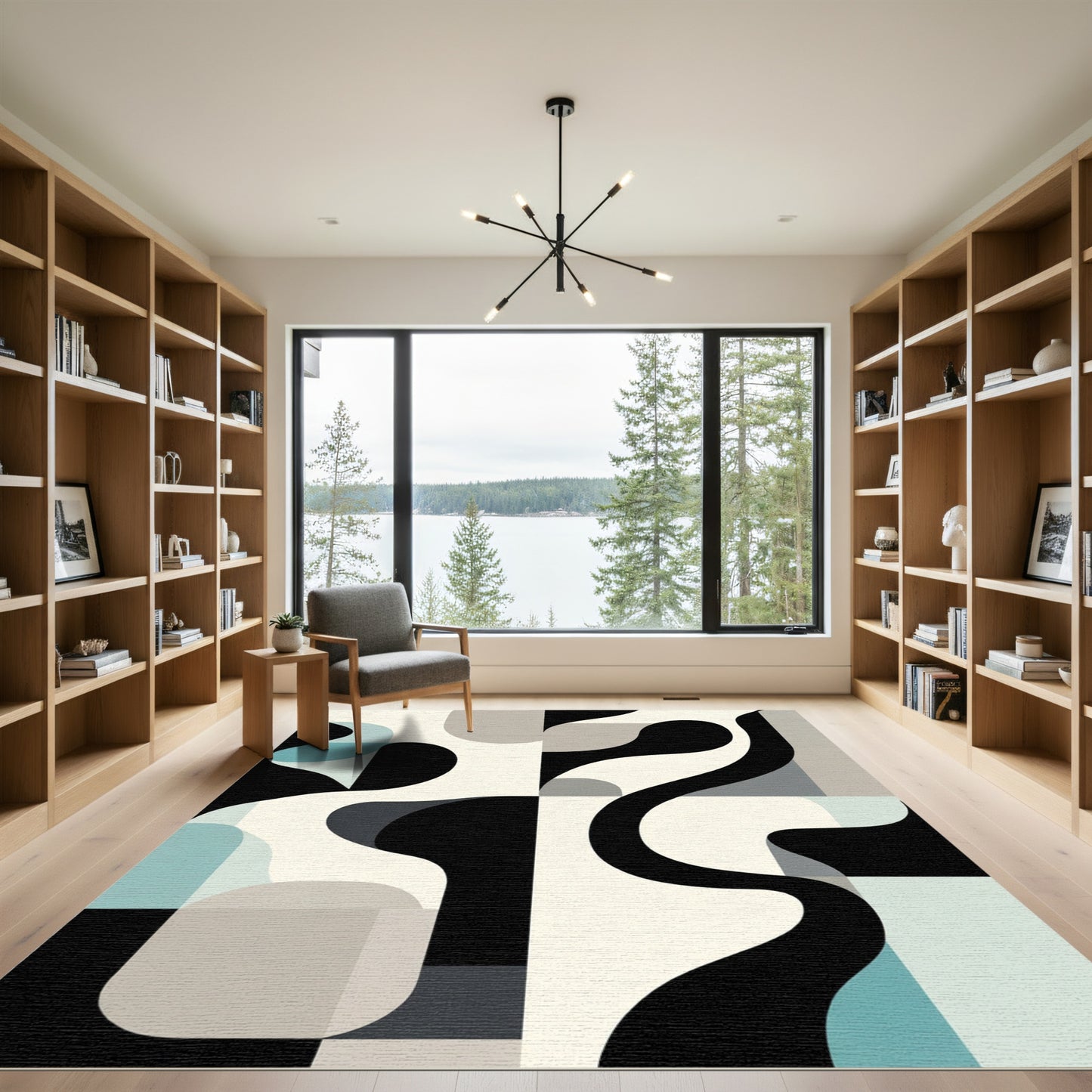 Mid Century Abstract Fluid Mosaic Rug