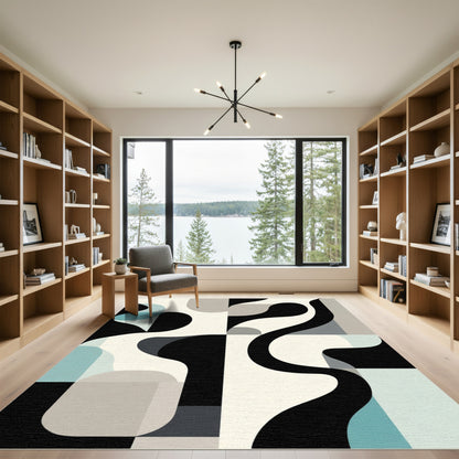Mid Century Abstract Fluid Mosaic Rug