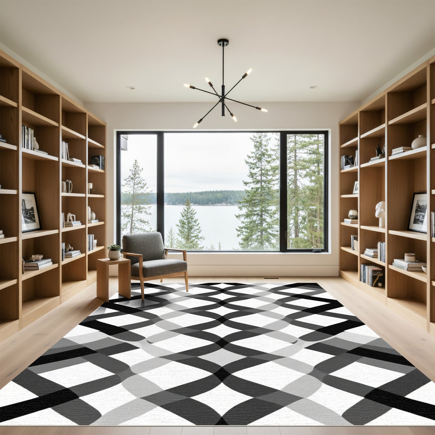 Monochromatic Interlocking Diamond Weave Rug