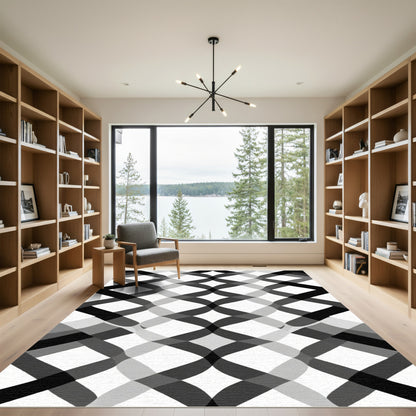 Monochromatic Interlocking Diamond Weave Rug