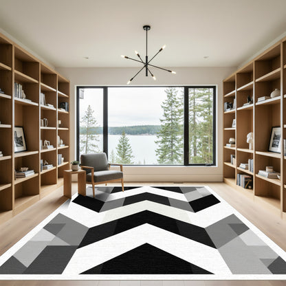 Monochromatic Chevron Block Rug