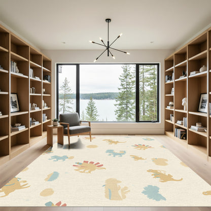 Whimsical Dinosaur Pals Cream Rug