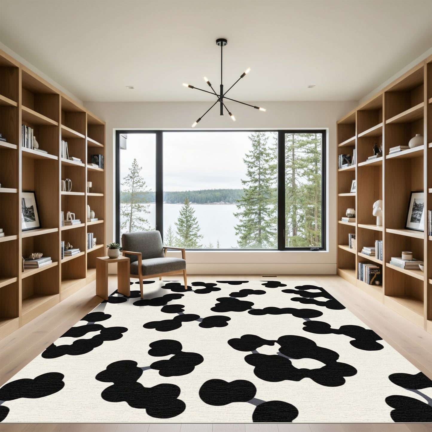Abstract Black Blob Chain Rug