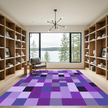Purple Patchwork Geometric Quilt Rug