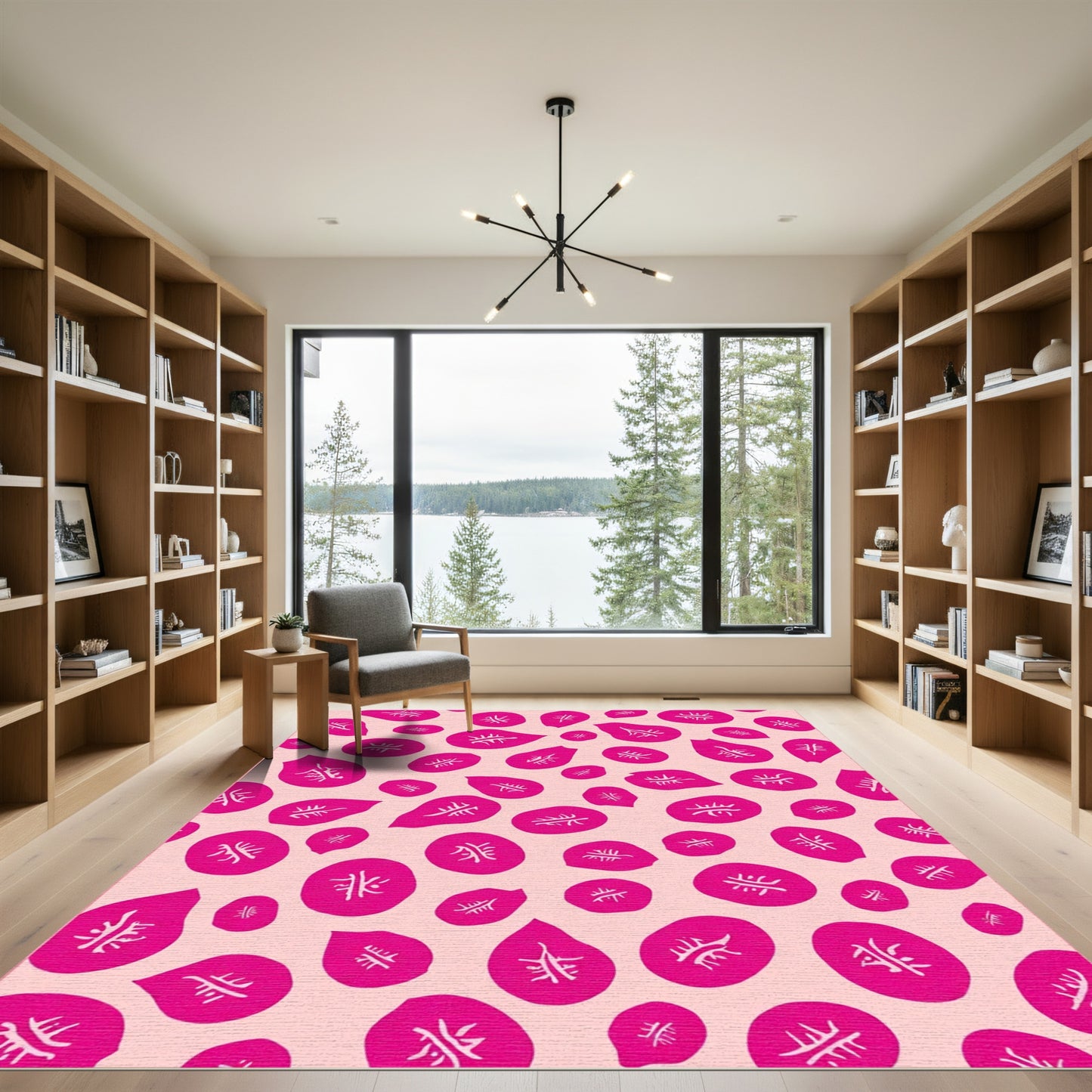 Vibrant Pink Organic Abstract Shape Rug