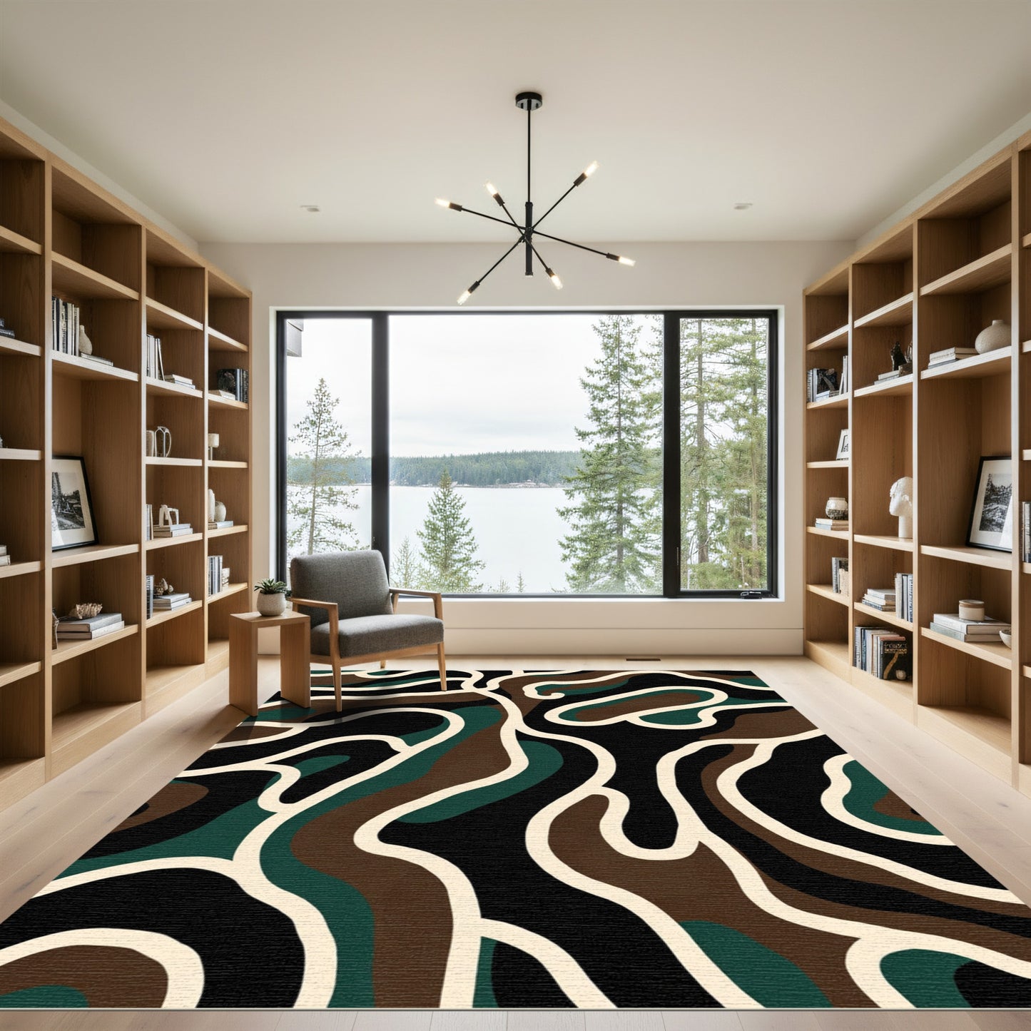 Camouflage Abstract Organic Curve Rug