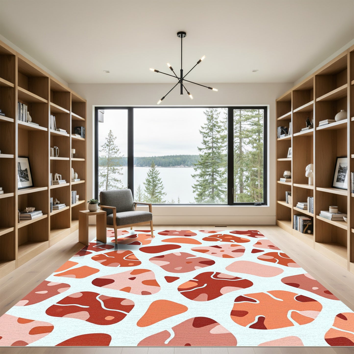 Abstract Terra Cotta Organic Stone Rug