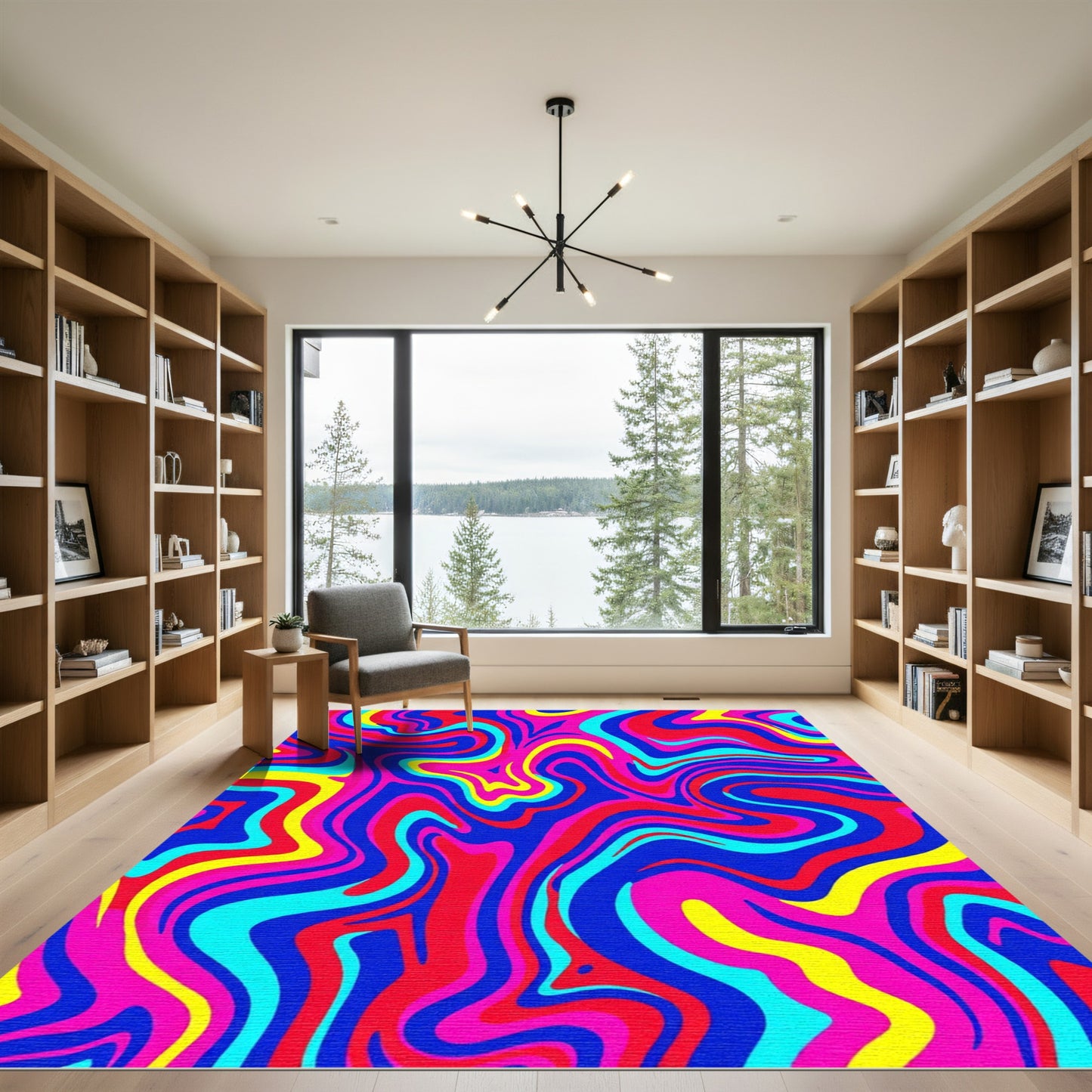 Electric Swirls Bright Abstract Colors Rug