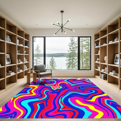 Electric Swirls Bright Abstract Colors Rug