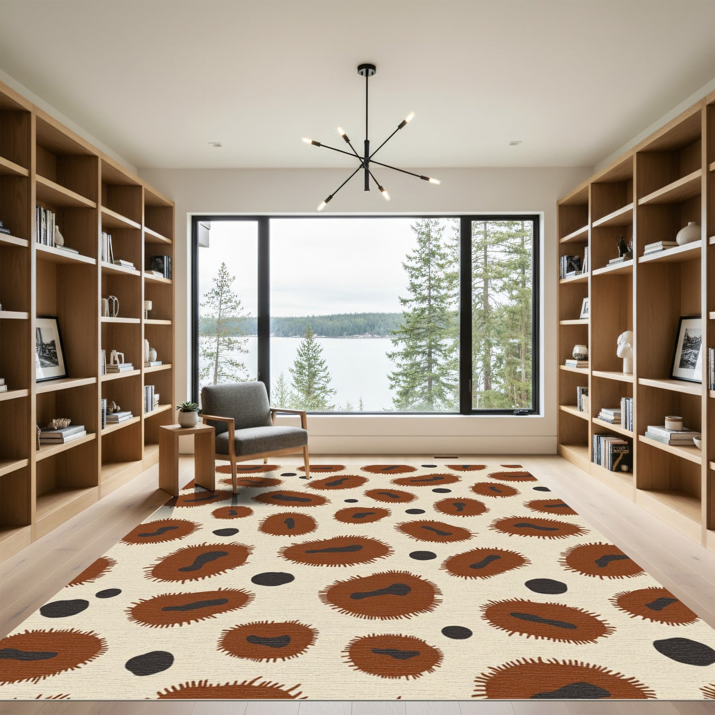 Brown Abstract Animal Spots Rug