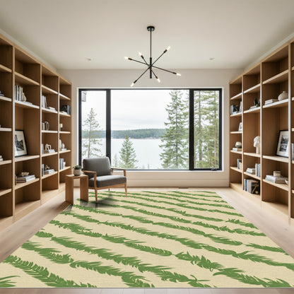 Green Fern Diagonal Garland Rug