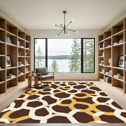 Brown Cream Yellow Interlocking Rings Rug