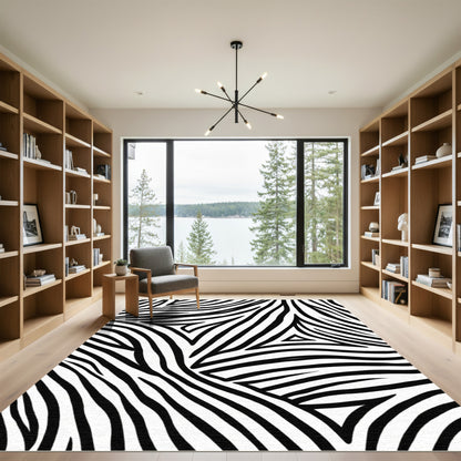 Monochrome Zebra Stripe Swirl Rug