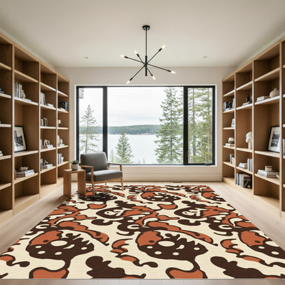 Brown Organic Abstract Composition Rug