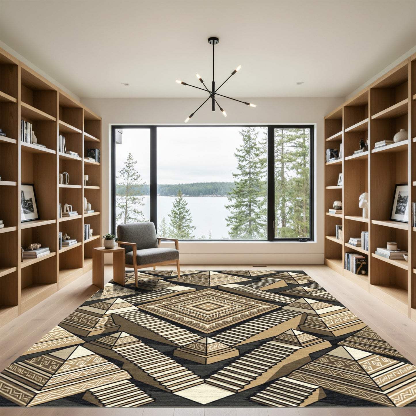 Geometric Tribal Pyramid Stairs Rug