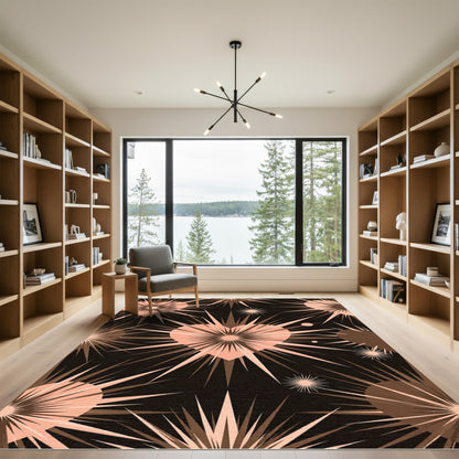 Salmon Starburst Heart Pattern Rug