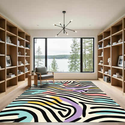 Abstract Pastel Zebra Stripes Rug