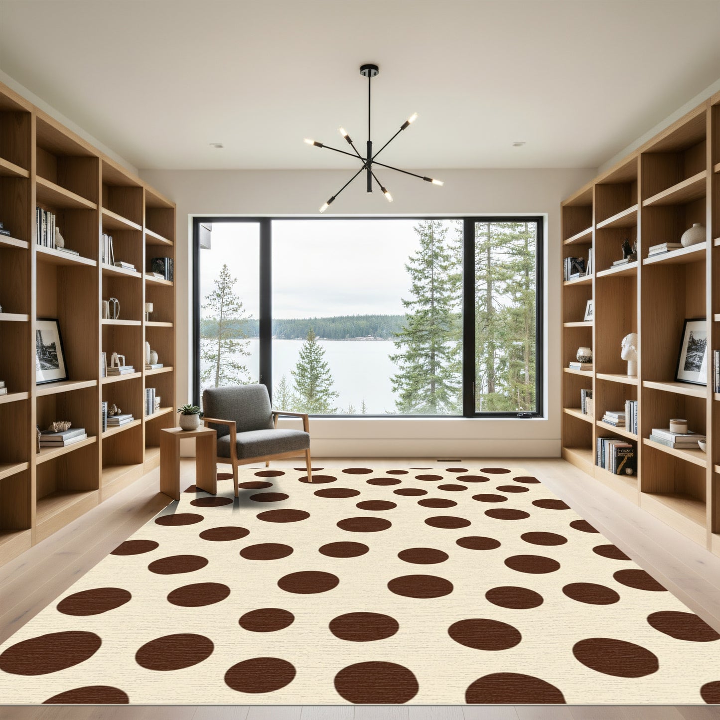 Brown Polka Dots Cream Field Rug