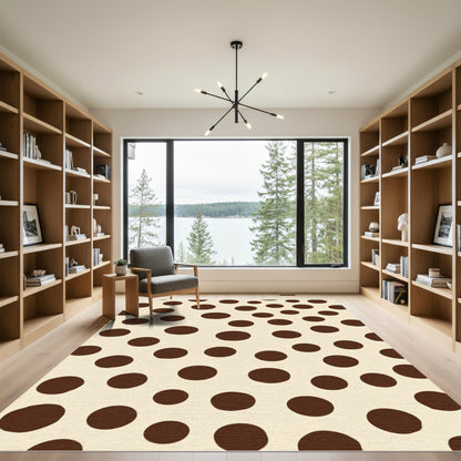 Brown Polka Dots Cream Field Rug