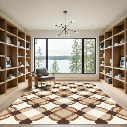 Warm Earthy Tone Arabesque Lattice Rug