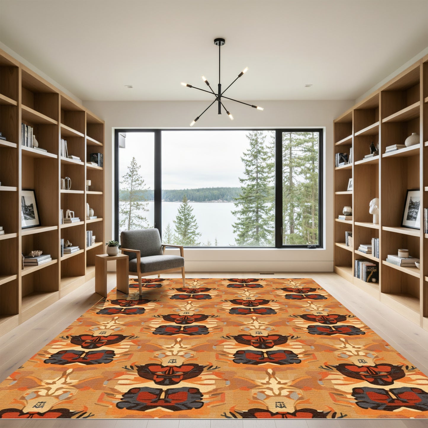 Earthy Orange Red Abstract Relic Rug